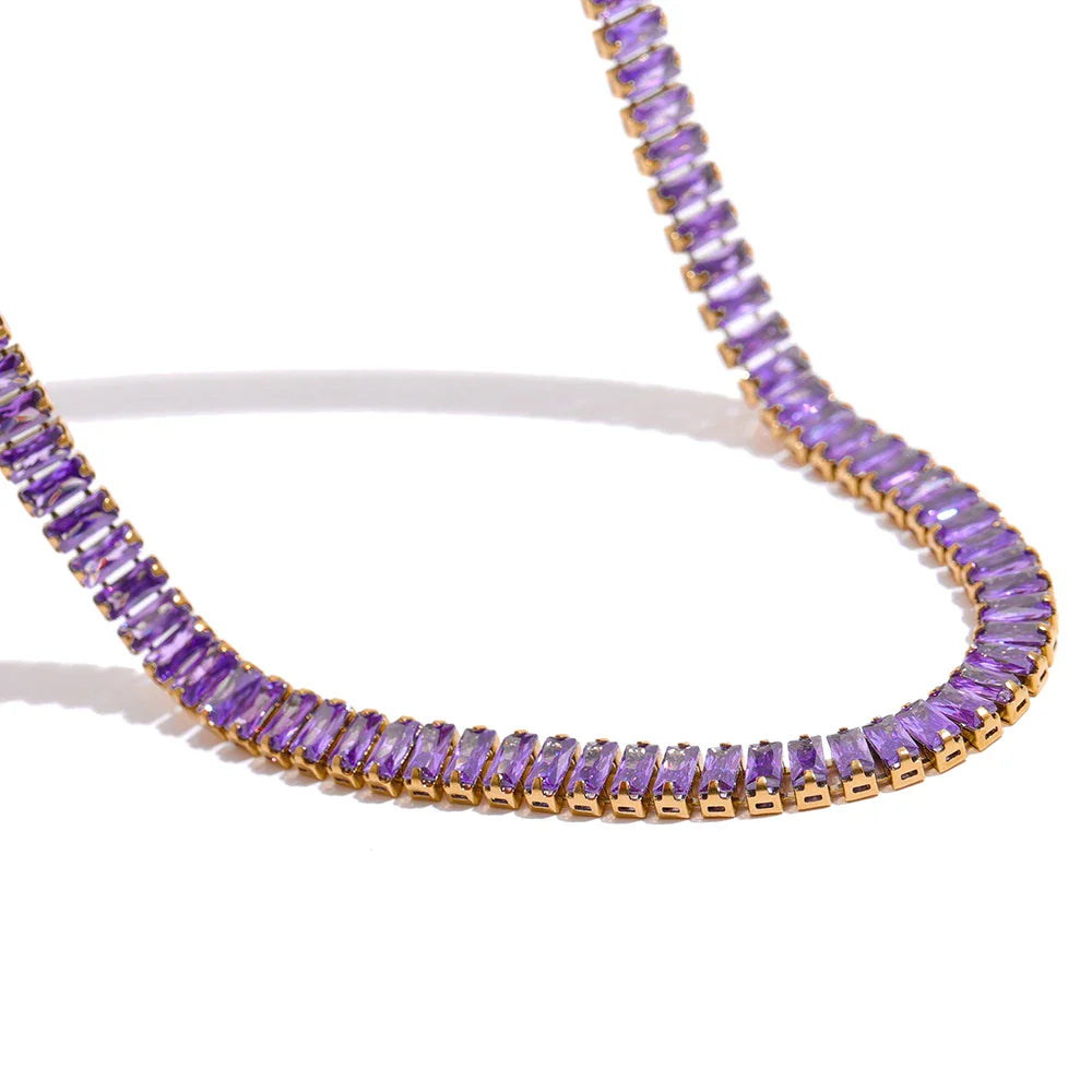 Colorful CZ Chain Necklace