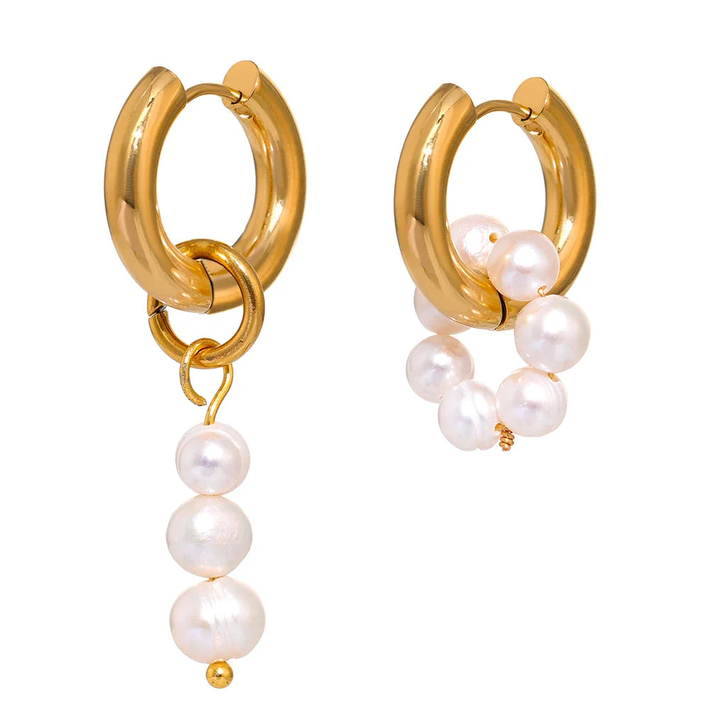 Asymmetry Pearl Dangle Earrings