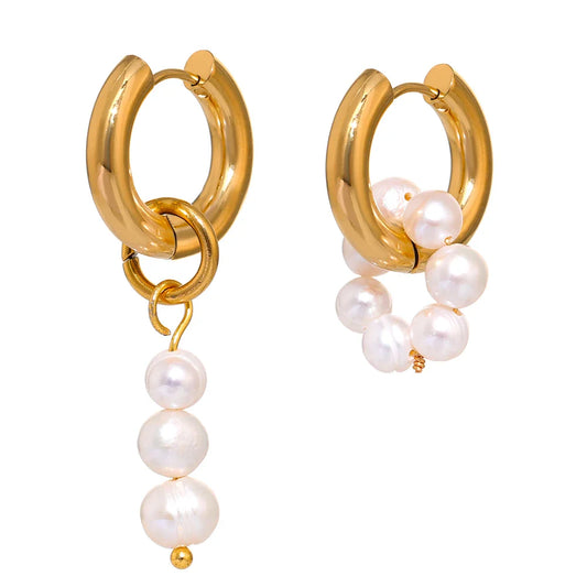 Asymmetry Pearl Dangle Earrings