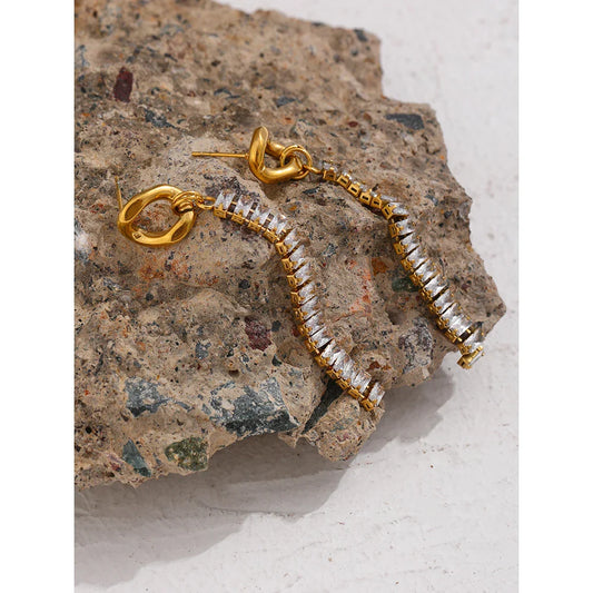 CZ gold earrings