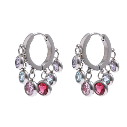 Colorful Zirconia Gold Hoop Earrings
