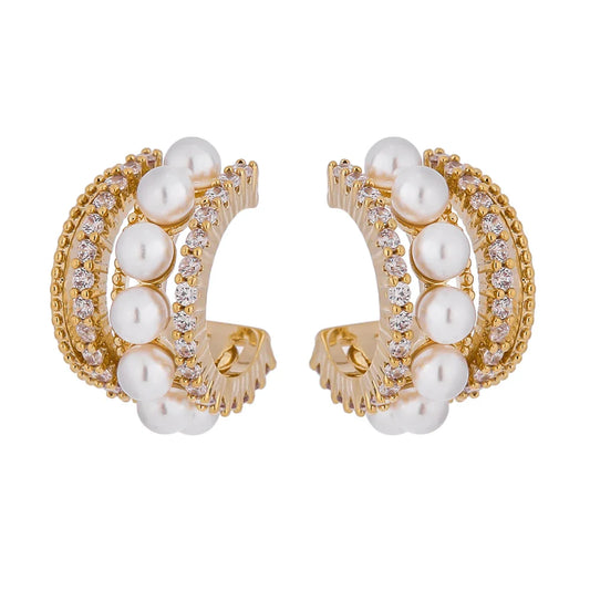 Pearl and cubic zirconia earrings
