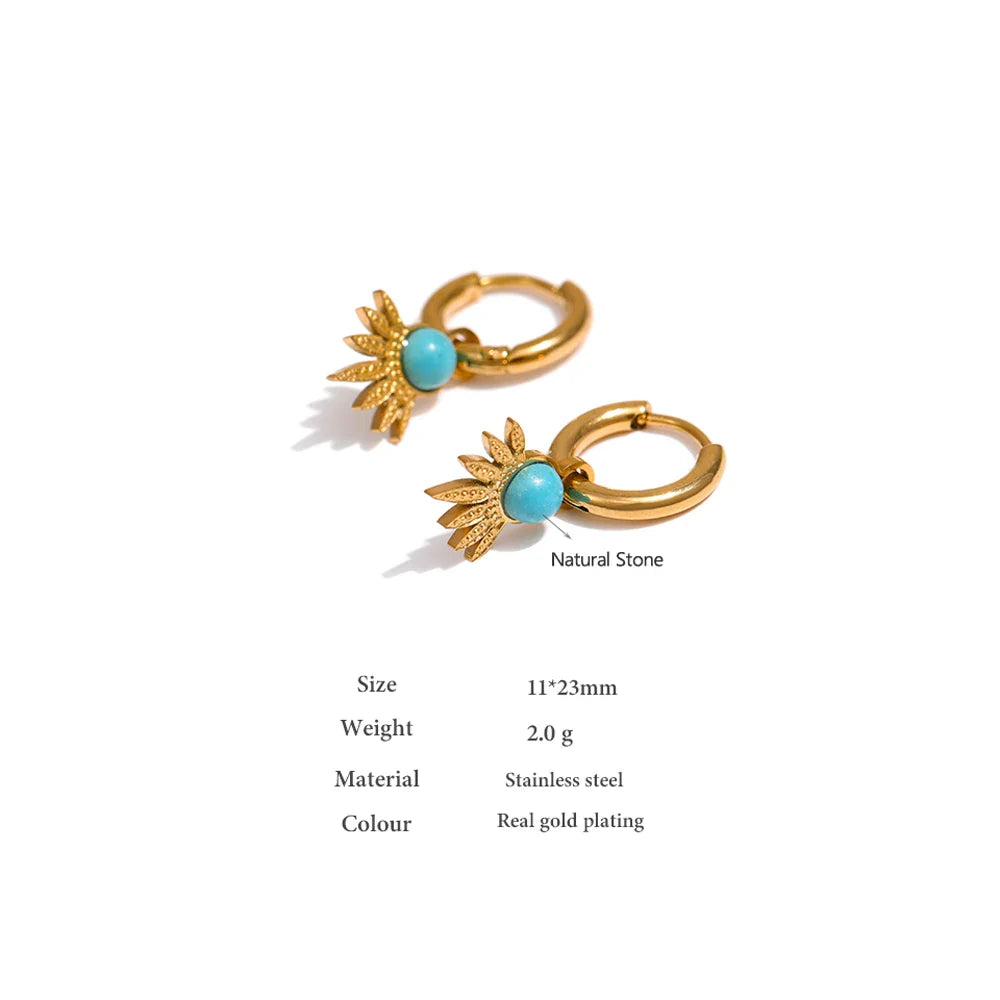 Stone hoop earrings