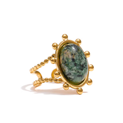 Green Natural Turquoise Opening Ring