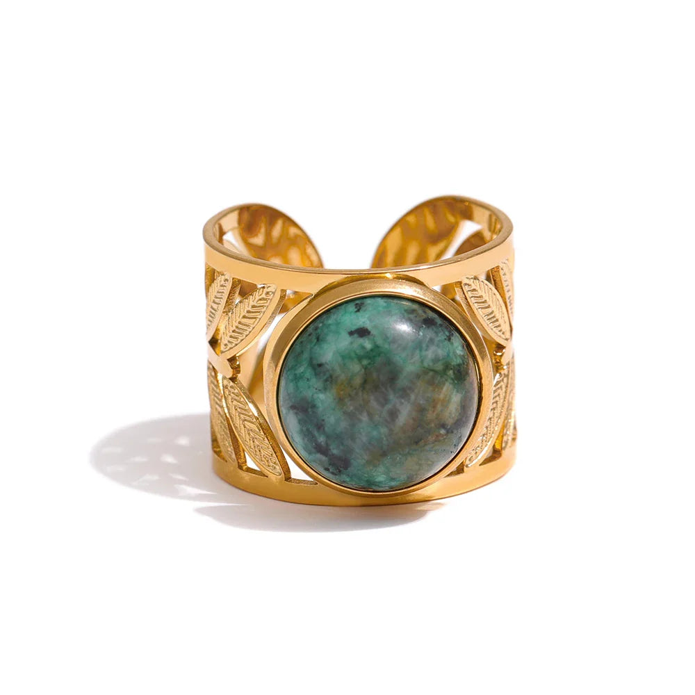Green Natural Turquoise Opening Ring