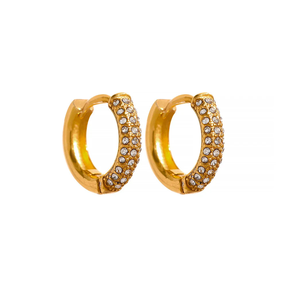 White & Green Zirconia Hoop Earrings
