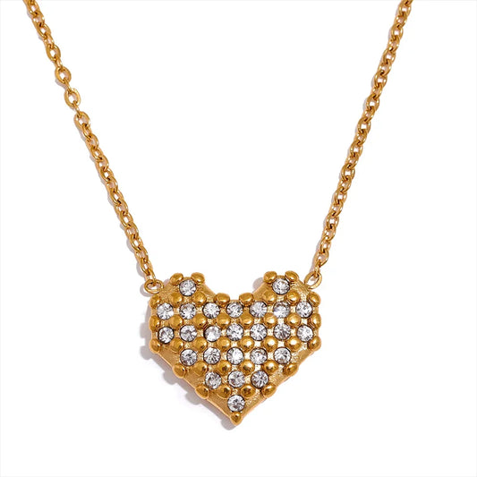 Bling CZ Heart Pendant Necklace