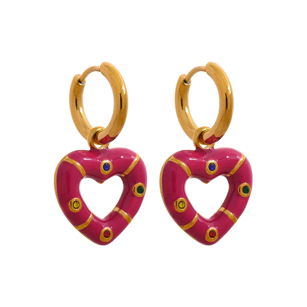 Pink Heart Earrings
