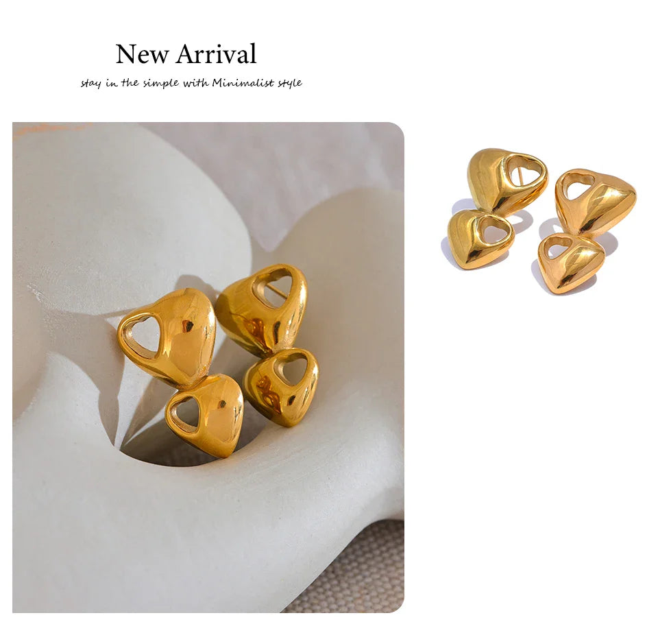 Gold heart earrings