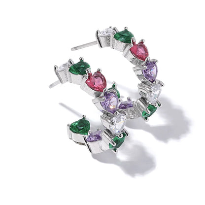 Colorful Cubic Zirconia Hoop Earrings