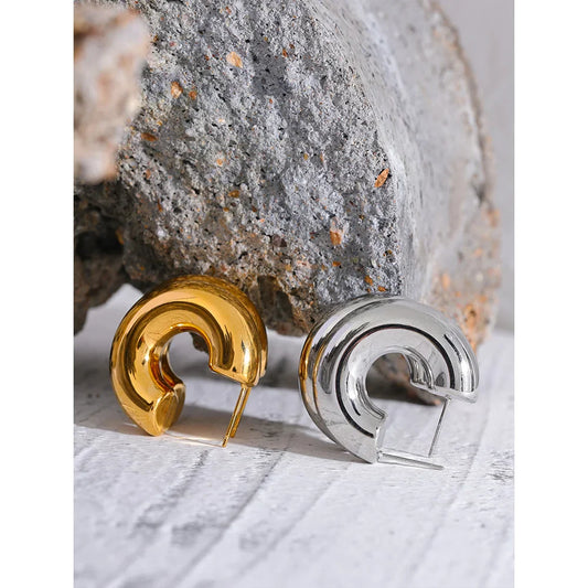 Small Chunky Gold Hoop Earrings
