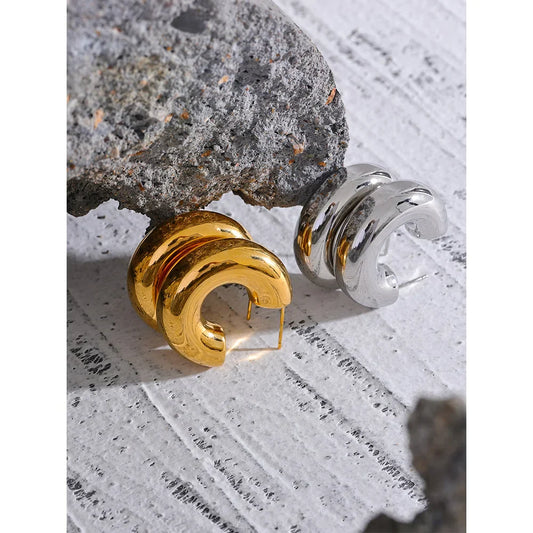 Small Chunky Gold Hoop Earrings
