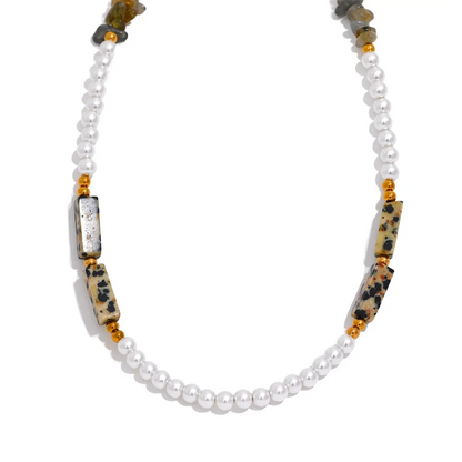 Elegant Pearl & Stone Necklace