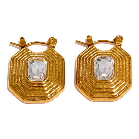 Shiny Zirconia Geometric Hoop Earrings