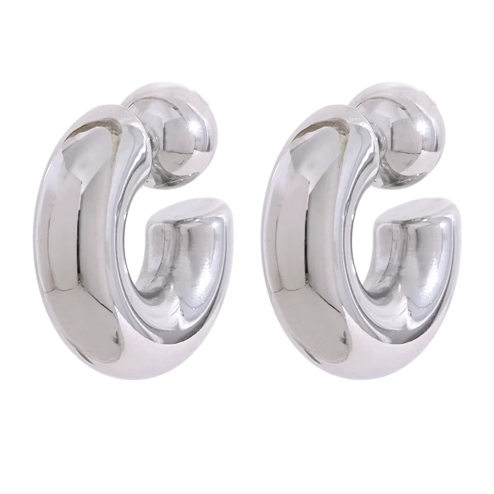 C Shape Round Chunky Earrings