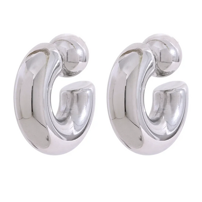 C Shape Round Chunky Earrings