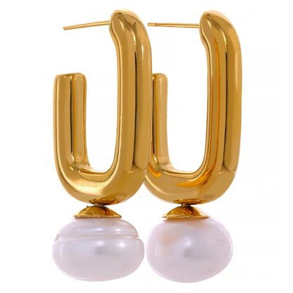 Textured Gold Pearl Earrings