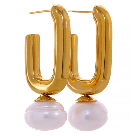 Textured Gold Pearl Earrings