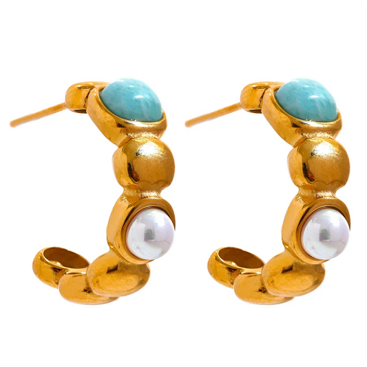 Imitation Pearl C-Shape Earrings