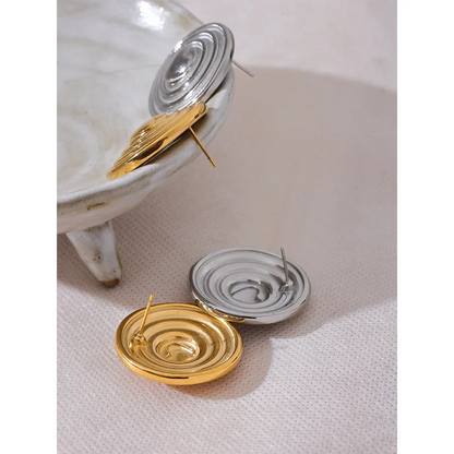 Round Circle Heart Big Stud Earrings