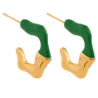 Y2K Enamel C Shape Geometric Earrings