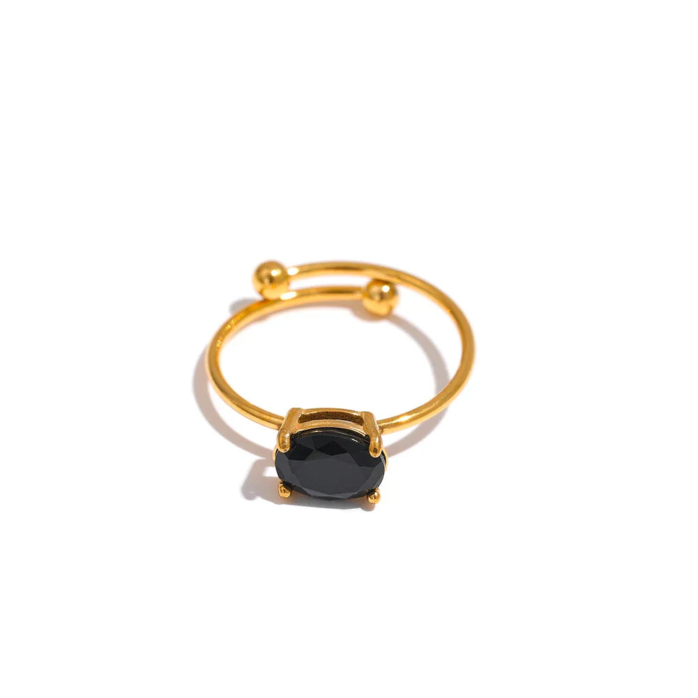 White Green Cubic Zirconia Adjustable Ring