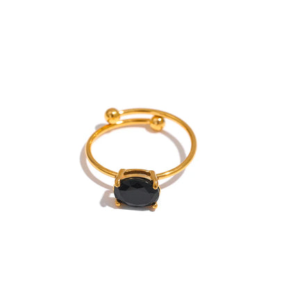 White Green Cubic Zirconia Adjustable Ring