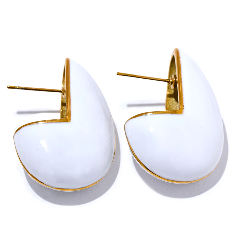 Black & White Enamel Geometric Earrings