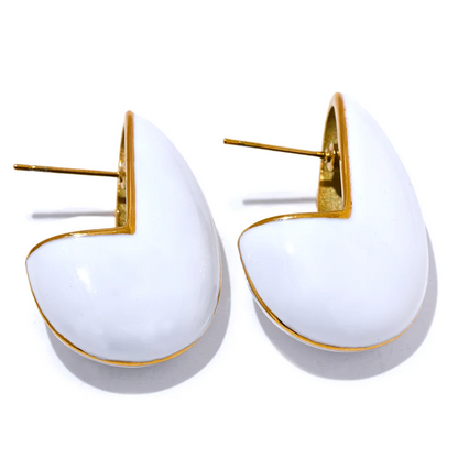 Black & White Enamel Geometric Earrings