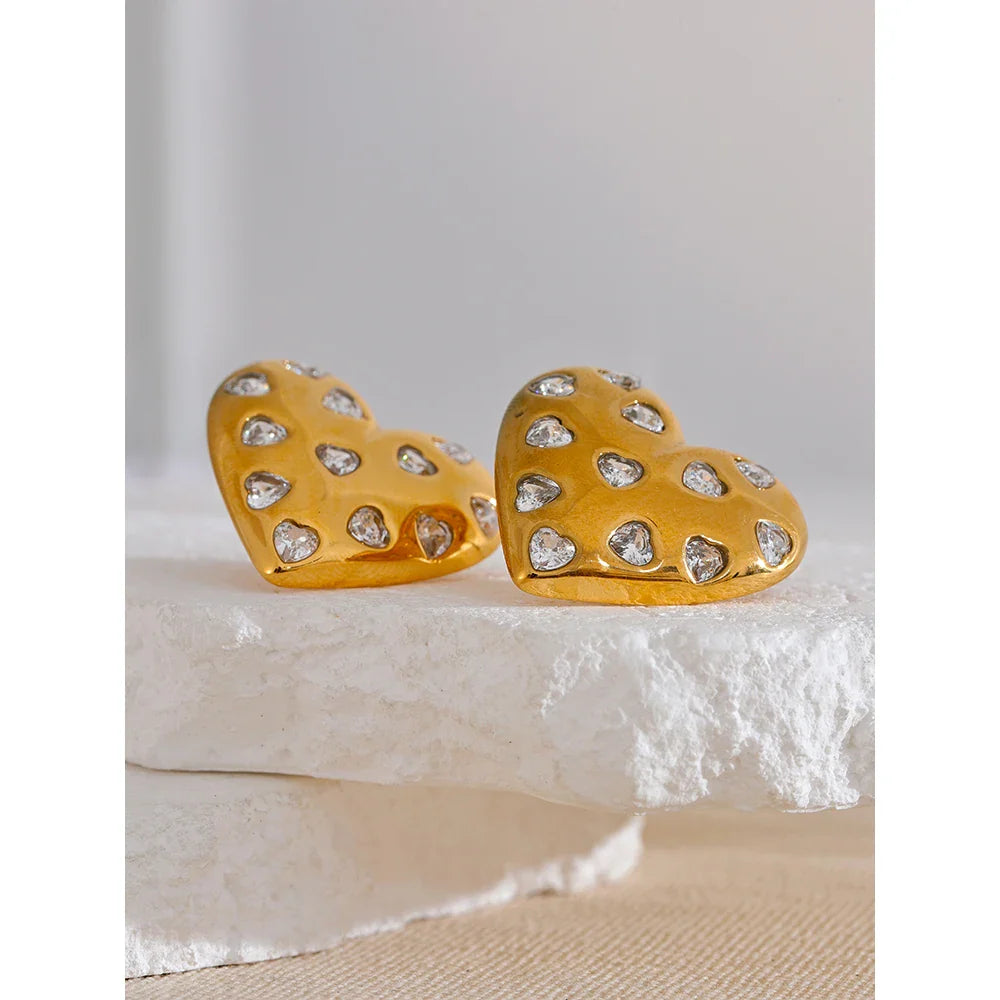 Heart shaped stud earrings