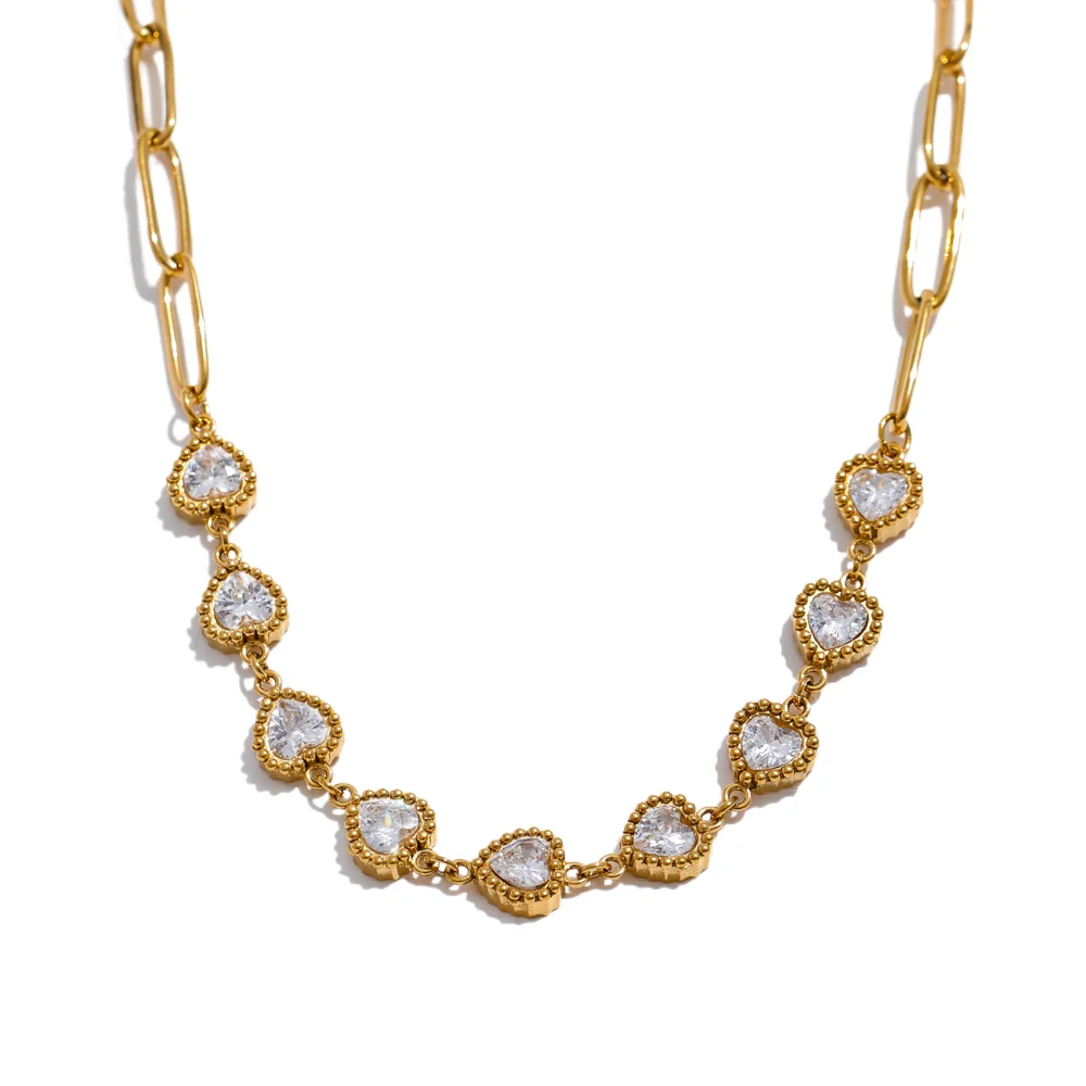 Colorful CZ Heart Necklace