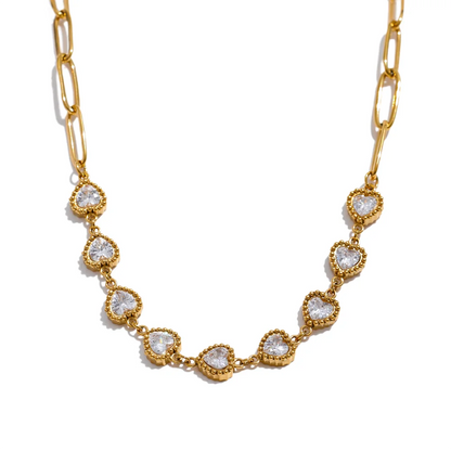 Colorful CZ Heart Necklace