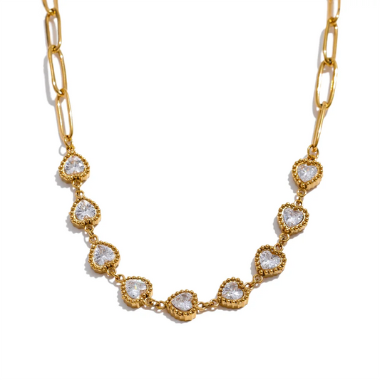 Colorful CZ Heart Necklace