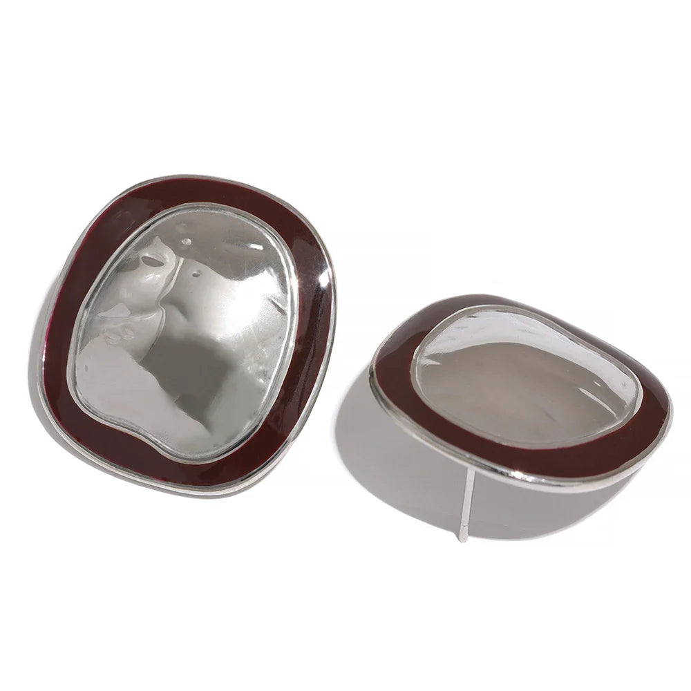 Punk Enamel Big Stud Earrings