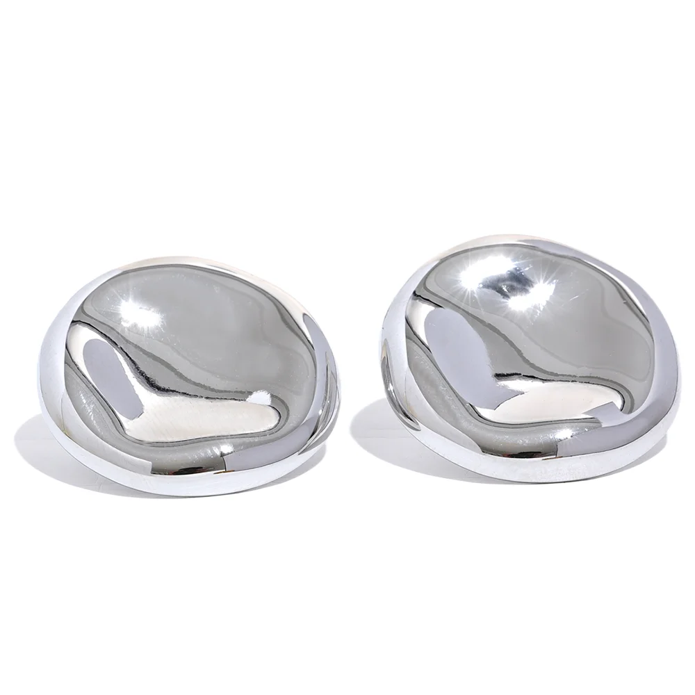 Round Button Stud Earrings