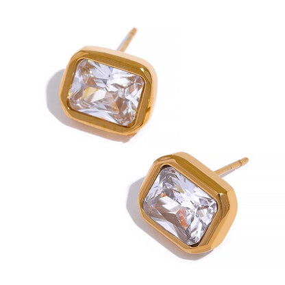 Colorful Zircon Square Studs