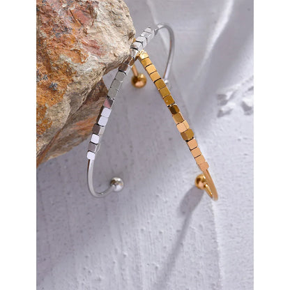 Charm Square Beads Open Cuff Bracelet