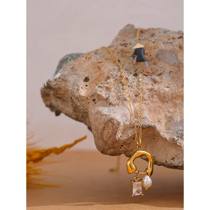 Cubic Zirconia Pearl Necklace