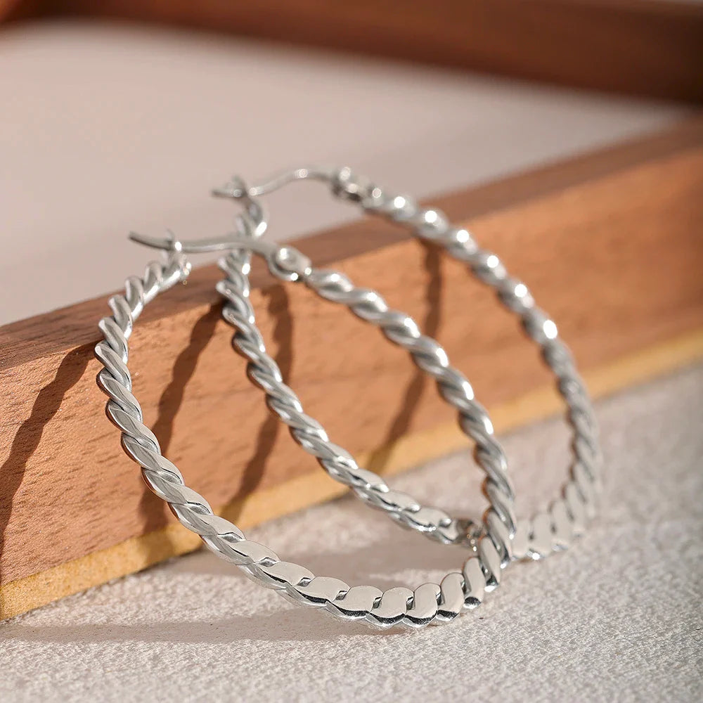 Big Golden Twist Hoop Earrings