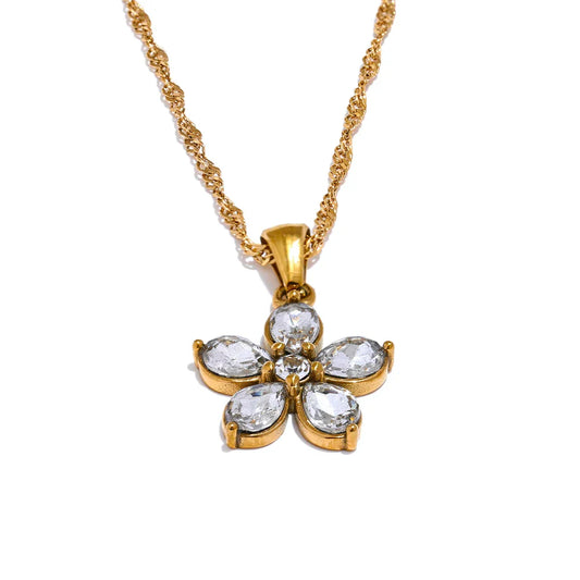 CZ Flower Pendant Necklace