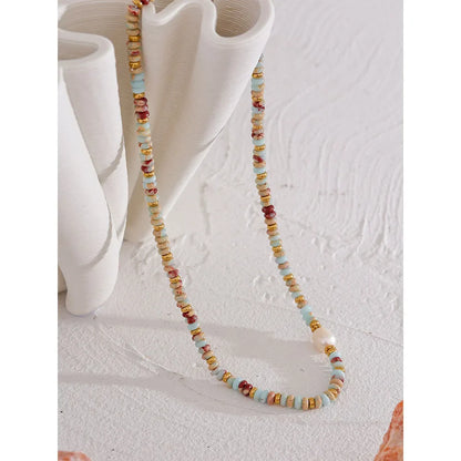 Freshwater Pearl & Stone Chain Necklace