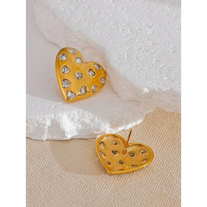 Heart shaped stud earrings