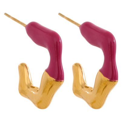 Y2K Enamel C Shape Geometric Earrings
