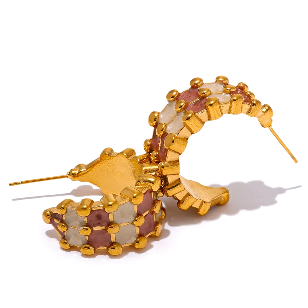 Enamel C-Shape Earrings