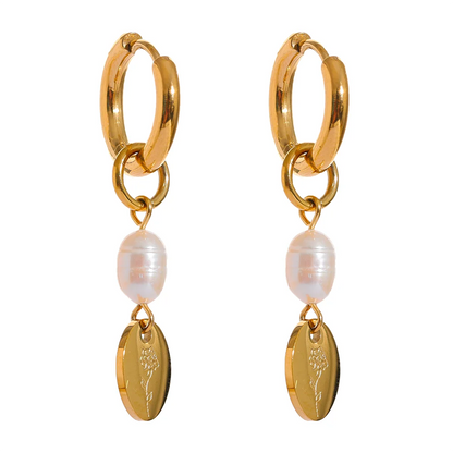 Handmade Pearl Flower Drop Earrings