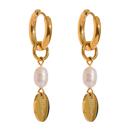 Handmade Pearl Flower Drop Earrings
