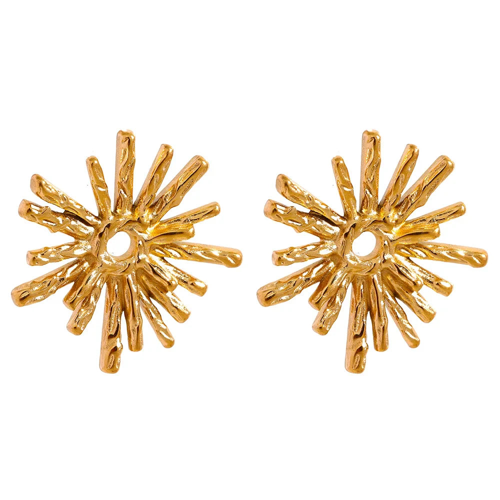 Fireworks Flower Geometric Hollow Stud Earrings