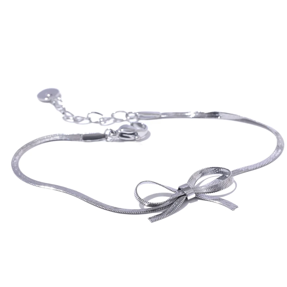 Snake Chain Trendy Bowknot Bow Necklace Bracelet Bangle Set