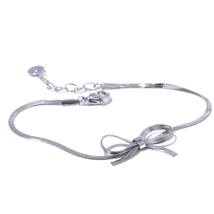 Snake Chain Trendy Bowknot Bow Necklace Bracelet Bangle Set