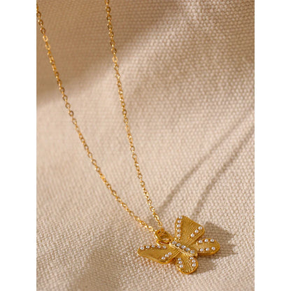 Pearl Butterfly Pendant Necklace